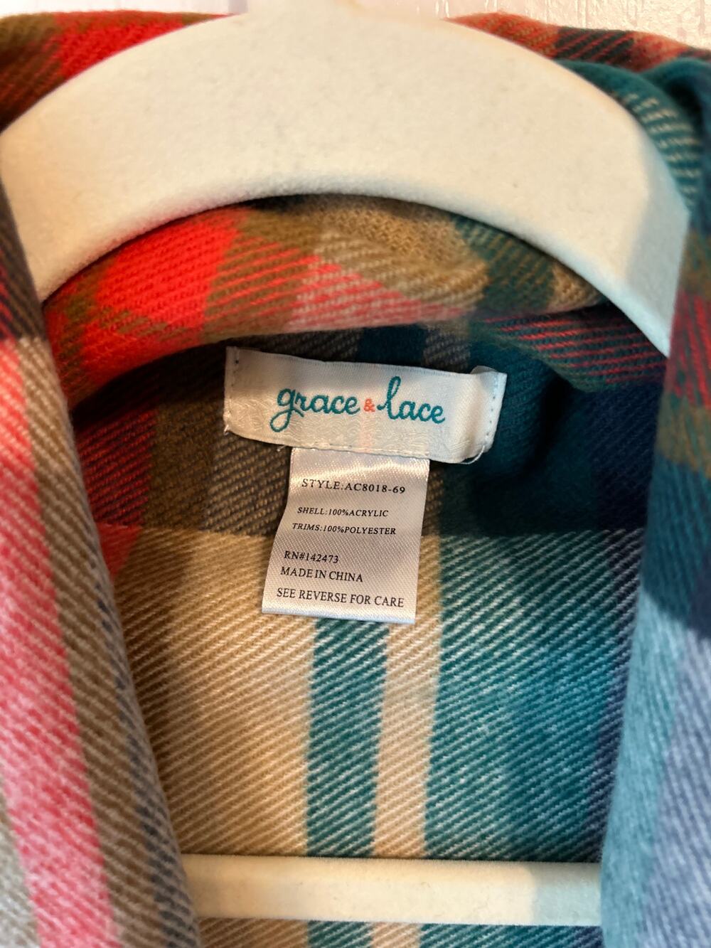 Grace & Lace Orange Plaid Fringe Wrap Soft One Size